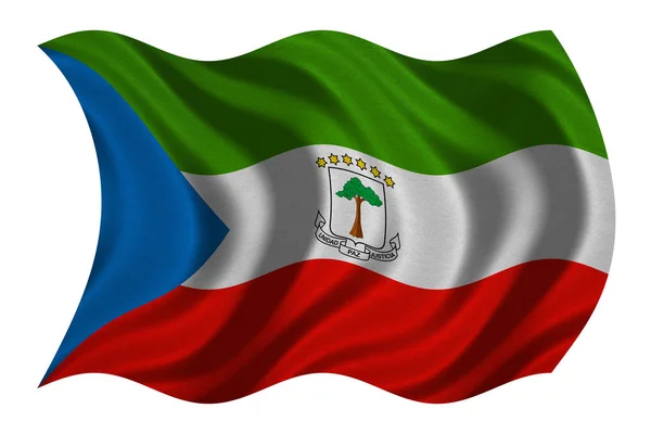 Egyenlítői-Guinea integetett, szövet szerkezete zászlaja — Stock Fotó