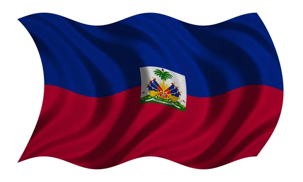 Прапор Гаїті на білий, текстура тканини хвилясті — стокове фото