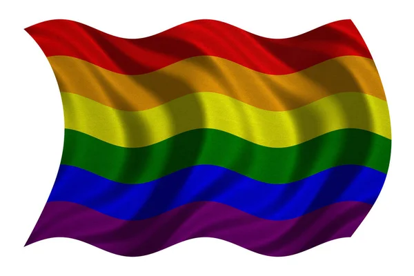 Arco iris gay orgullo bandera ondeando, textura de la tela — Foto de Stock