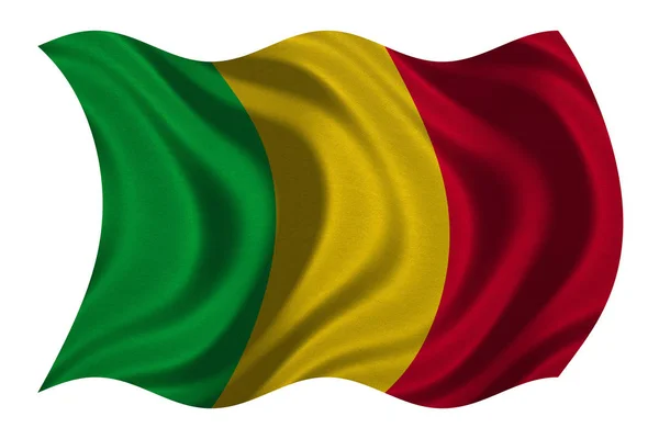 Vlajkou zvlněná na bílé, textilie textura Mali — Stock fotografie