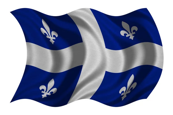 Drapeau du Québec ondulé sur blanc, texture tissu — Photo