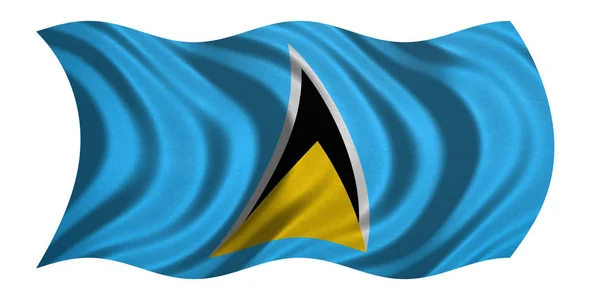 A fehér szövet szerkezete hullámos Saint Lucia zászlaja — Stock Fotó