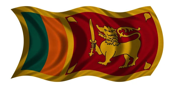 Flagga av Sri Lanka vågig på vit, tyg konsistens — Stockfoto