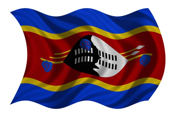 Bandera de Swazilandia ondulada sobre blanco, textura de tela —  Fotos de Stock