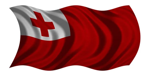 Bandiera di Tonga ondulata su tessuto bianco — Foto Stock