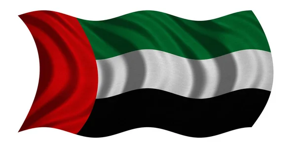 Bandeira dos Emirados Árabes Unidos ondulada sobre branco, textura de tecido — Fotografia de Stock