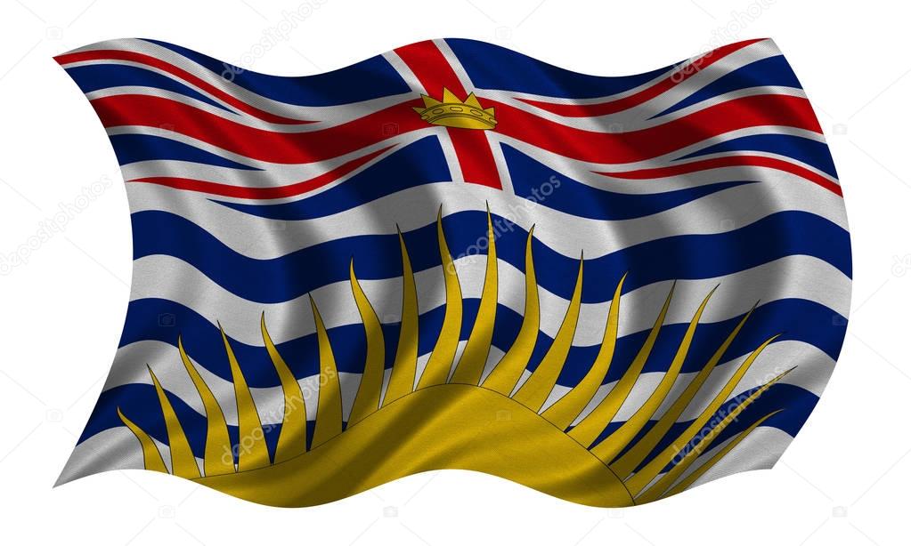 Flag of British Columbia waving, fabric texture