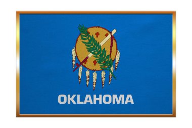 Oklahoma, altın çerçeve, kumaş doku bayrağı