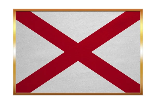 Alabama, arany keretben, szövet szerkezete zászlaja — Stock Fotó
