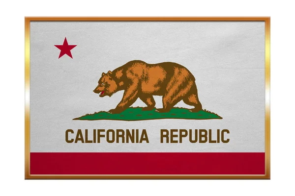 stock image Flag of California , golden frame, fabric texture