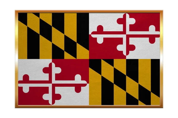 Flag of Maryland , golden frame, fabric texture