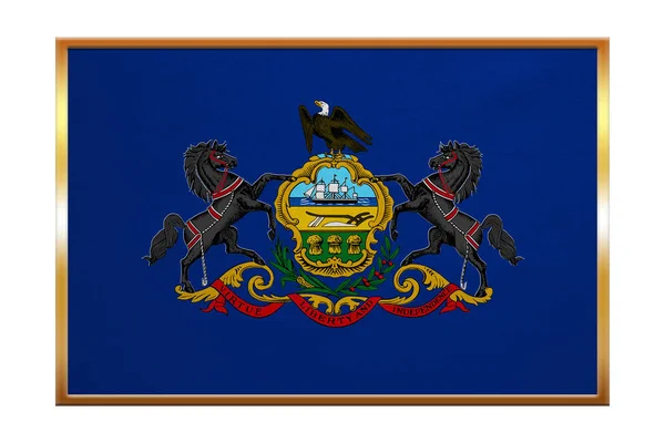 Vlag van Pennsylvania, gouden frame, textuur van de stof — Stockfoto