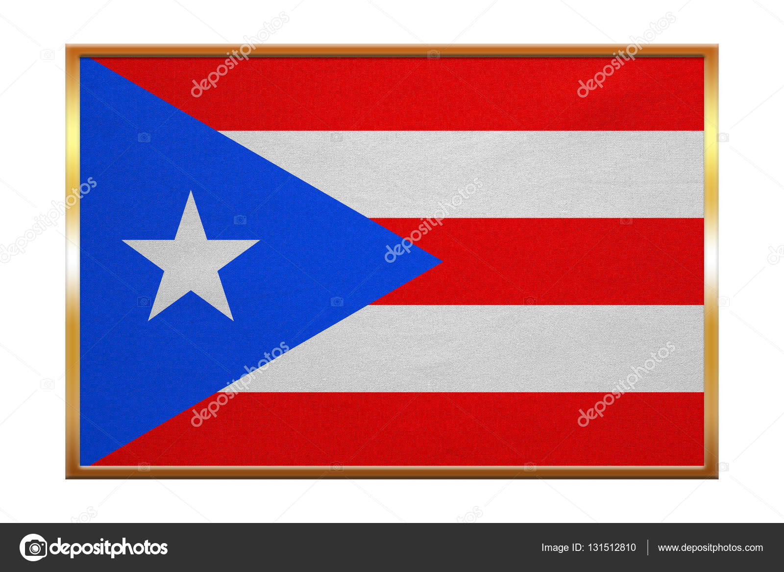 Flag Of Puerto Rico Golden Frame Fabric Texture Stock Photo Flag Of Puerto Rico Golden Frame Fabric Texture Stock Photo