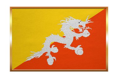Bhutan, altın çerçeve, kumaş doku bayrağı