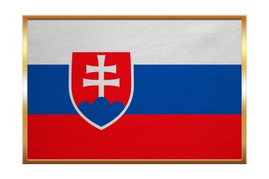 Slovakya, altın çerçeve, kumaş doku bayrağı