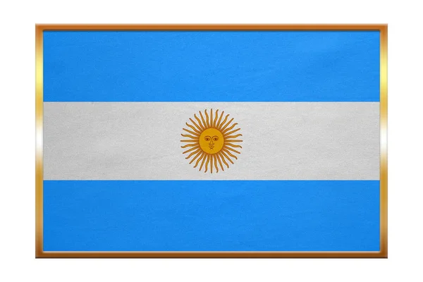 Bendera Argentina, bingkai emas, tekstur kain — Stok Foto