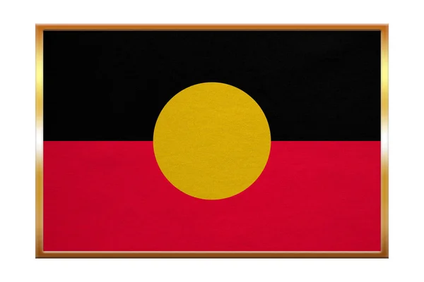 Bandera aborigen australiana, marco dorado, texturizada — Foto de Stock