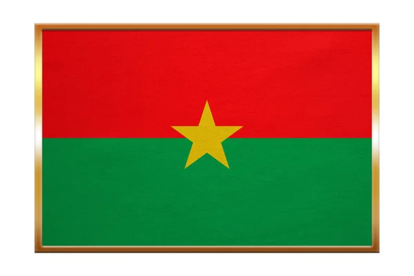 Arany keretben, szövet szerkezete, Burkina Faso zászlaja — Stock Fotó