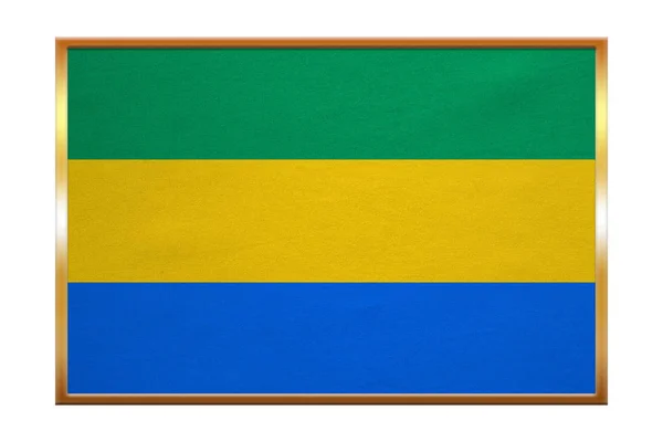 Vlag van Gabon, gouden frame, textuur van de stof — Stockfoto