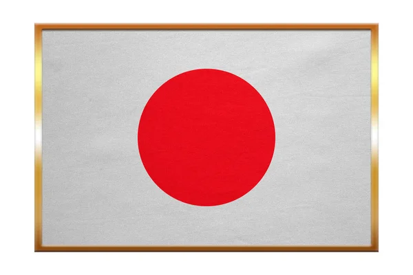 Flagge Japans, goldener Rahmen, Stoffstruktur — Stockfoto
