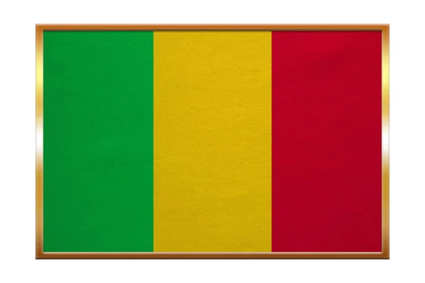 Drapeau du Mali, cadre doré, texture tissu — Photo