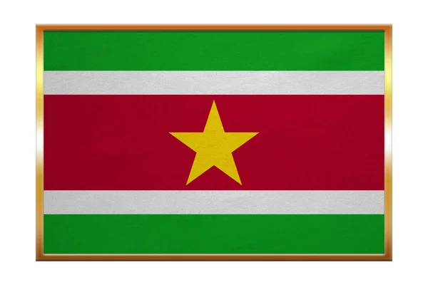 Прапор Суринаму, Золотий рамі, текстура тканини — стокове фото