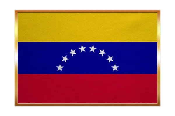 Прапор Венесуели, Золотий рамі, текстура тканини — стокове фото