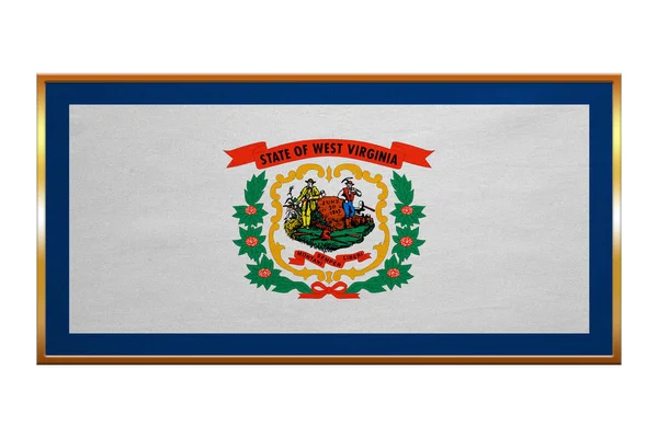 Bandera de West Virginia, textura de tela de marco dorado —  Fotos de Stock