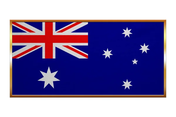Flag of Australia , golden frame, fabric texture — Stock Photo, Image