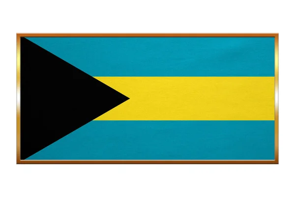 Flag of Bahamas , golden frame, fabric texture — Stock Photo, Image