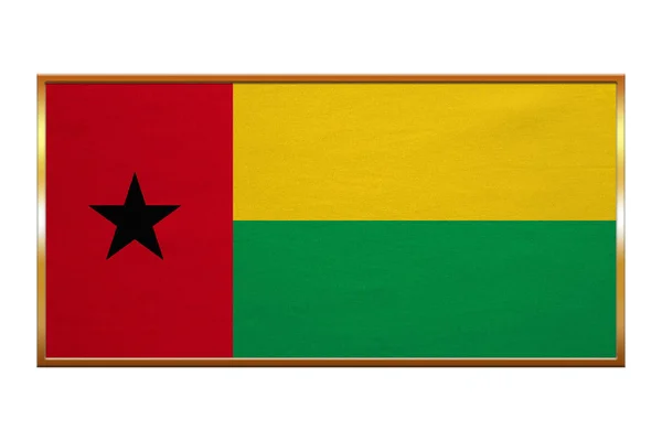 几内亚比绍，金框织物纹理的旗帜 — 图库照片