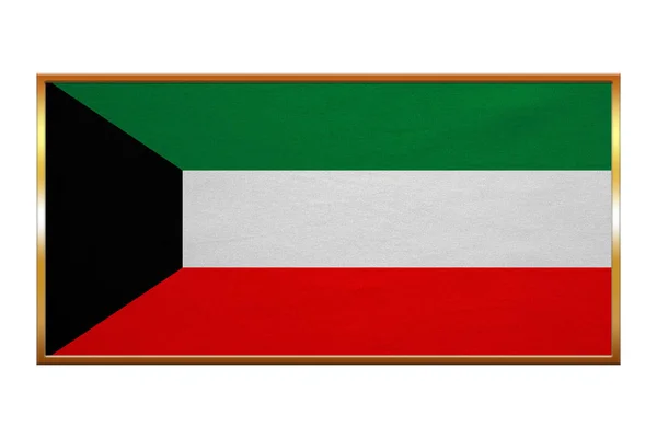 Flag of Kuwait , golden frame, fabric texture — Stock Photo, Image
