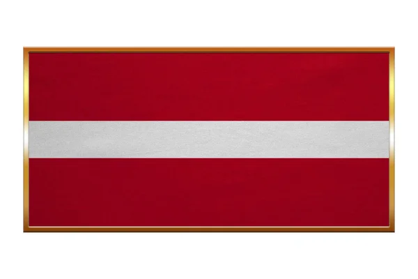 Flagga av Lettland, gyllene ram, tyg textur — Stockfoto