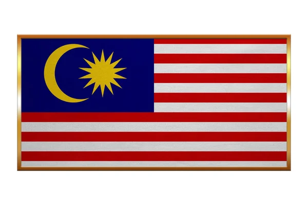 Flag of Malaysia , golden frame, fabric texture — Stock Photo, Image