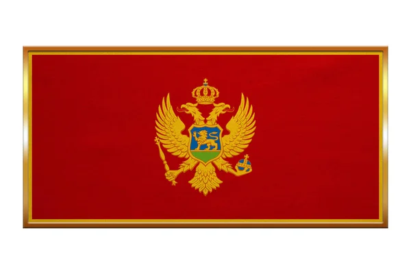 Flagge von Montenegro, goldener Rahmen, Stoffstruktur — Stockfoto