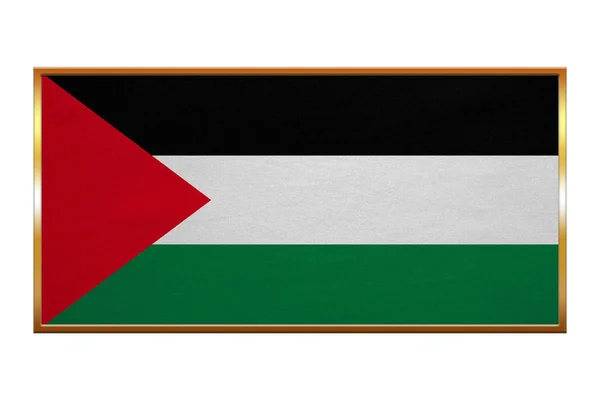 国旗的巴勒斯坦、 金框、 织物纹理 — 图库照片