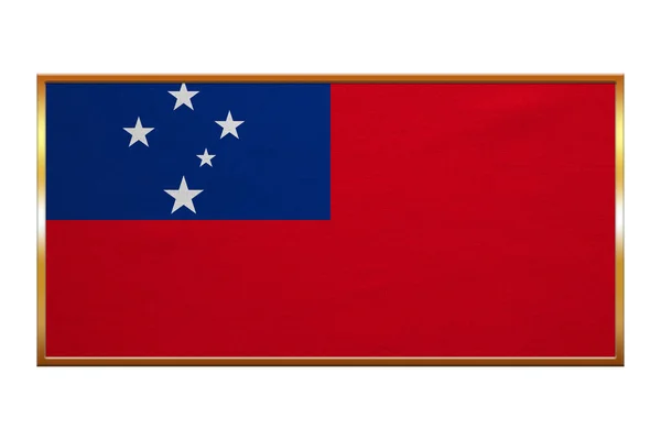 Bandera de Samoa, marco dorado, textura de tela —  Fotos de Stock