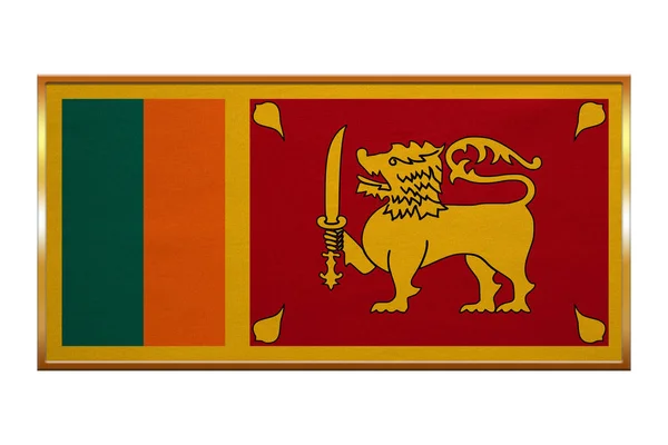 Flagga av Sri Lanka, gyllene ram, tyg textur — Stockfoto