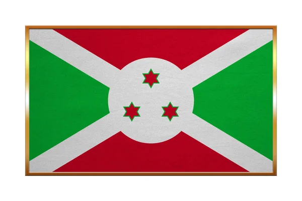 Bandiera del Burundi cornice dorata, trama del tessuto — Foto Stock