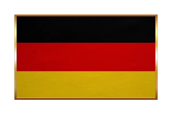 Flag of Germany, golden frame, fabric texture — Stock Photo, Image