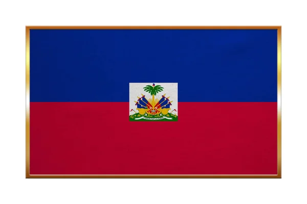 Прапор Гаїті, Золотий рамі, текстура тканини — стокове фото