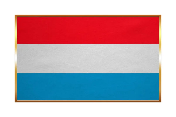 Vlag van Luxemburg, de gouden frame, de textuur van de stof — Stockfoto