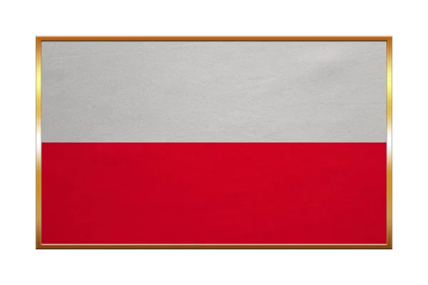 Флаг Польши, золотая рамка, текстура ткани — стоковое фото