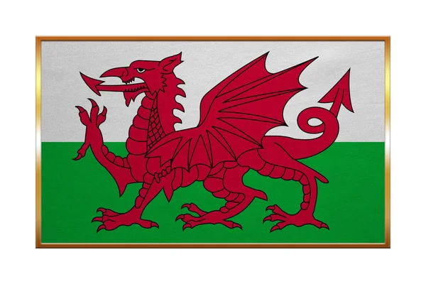 Vlag van Wales, de gouden frame, de textuur van de stof — Stockfoto