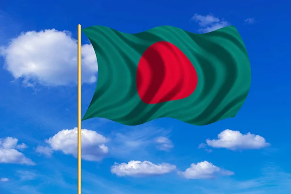 Banglades integet a kék ég háttér zászlaja — Stock Fotó