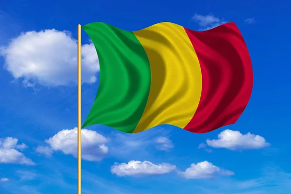 Mali integet a kék ég háttér zászlaja — Stock Fotó