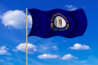 Kentucky mavi gökyüzü arka plan üzerinde sallayarak bayrak