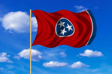 Mavi gökyüzü arka plan üzerinde Tennessee sallayarak bayrak
