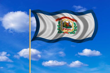 Batı Virginia mavi gökyüzü zemin üzerinde sallayarak bayrak