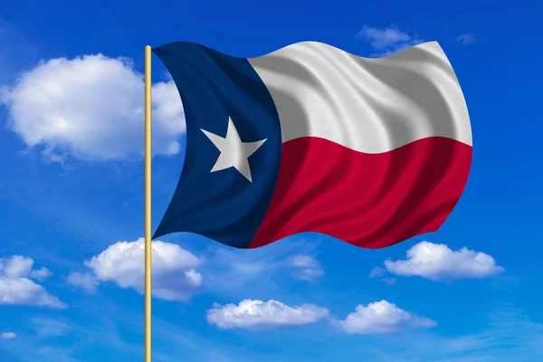 Flag of Texas waving on blue sky background — Stock Photo, Image